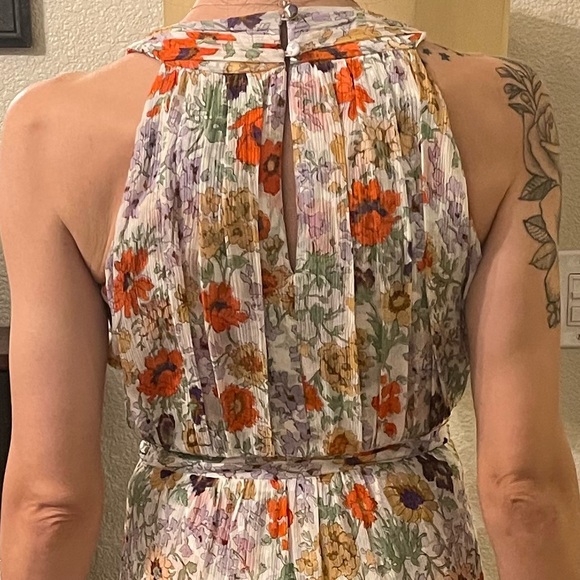 SOLD NWT Veronica Beard floral Maxi Dress w/ slit White w/ multi color flowers 2 - Picture 5 of 8